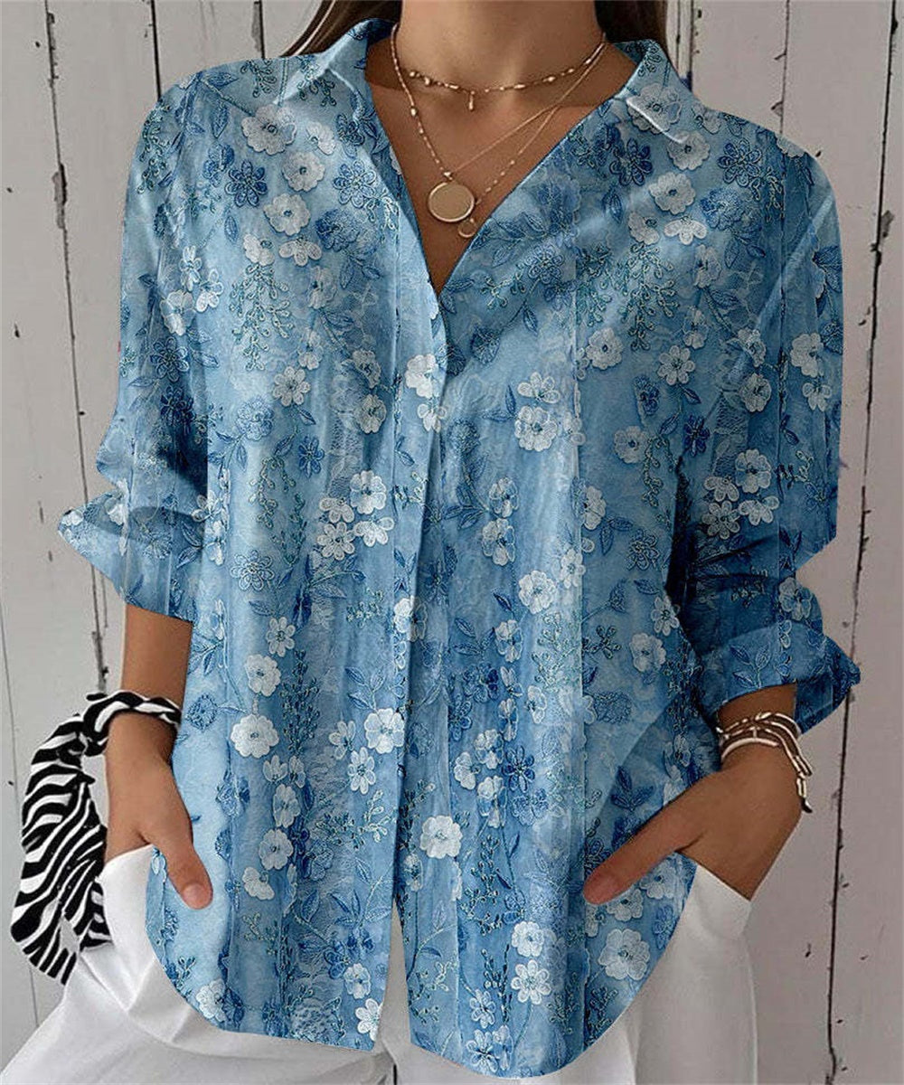 Femmes Tie Dye Imprimer Bouton vers le bas chemise