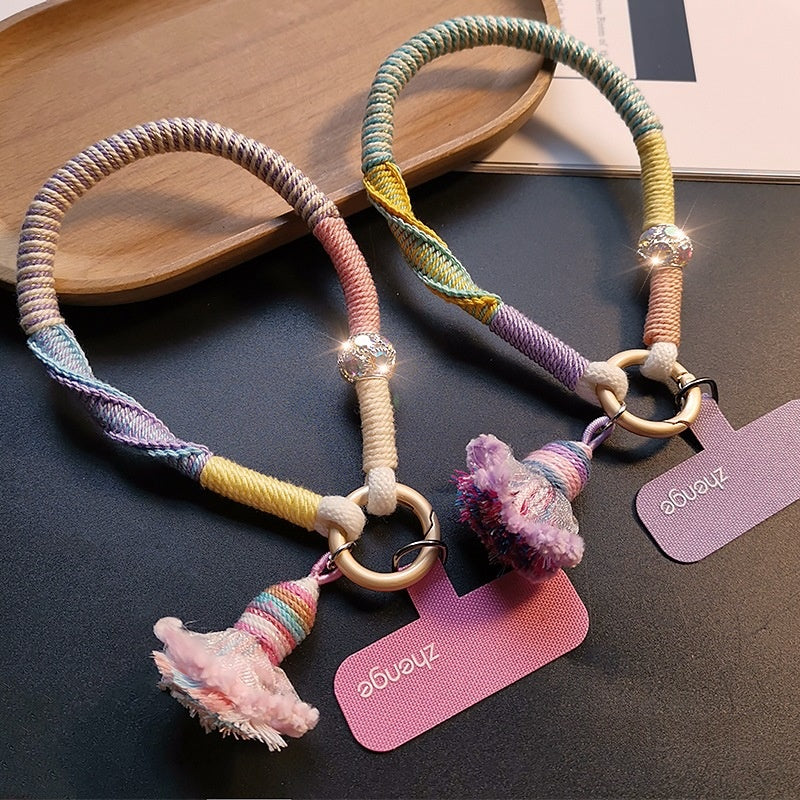 Pendentif en tassel de couleur contrastante tissé à la main Lanyard de téléphone robuste et durable