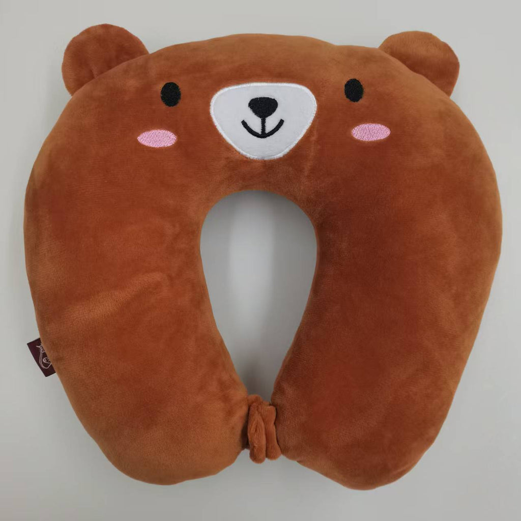 Mignon ours brun foncé UShaped Voyage Oreiller Oreiller en peluche souple soutien cou Oreiller