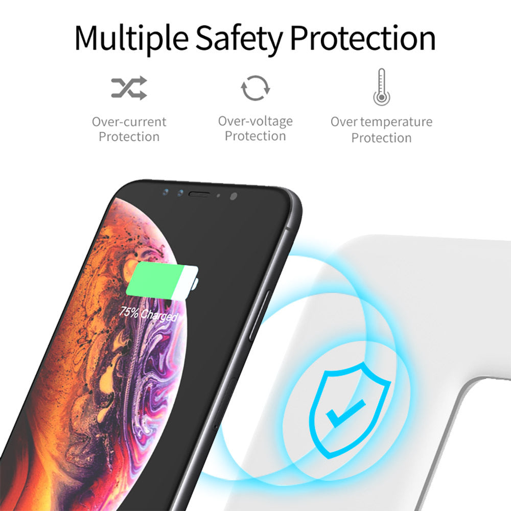 Chargeur vertical de radiotéléphonie mobile sans fil à trois en un