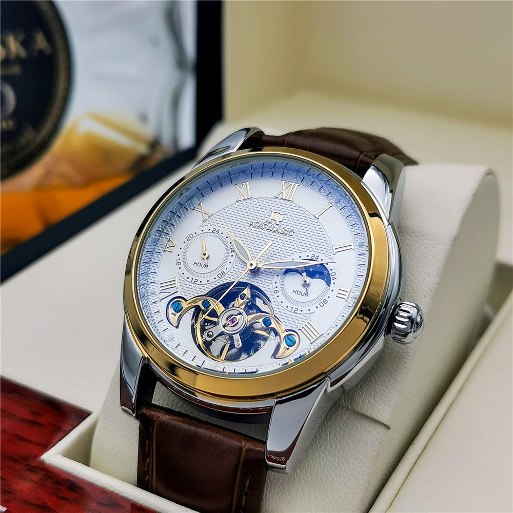 Homme Mode Lumineux Hollow-Out Casual Montre mécanique semi-automatique