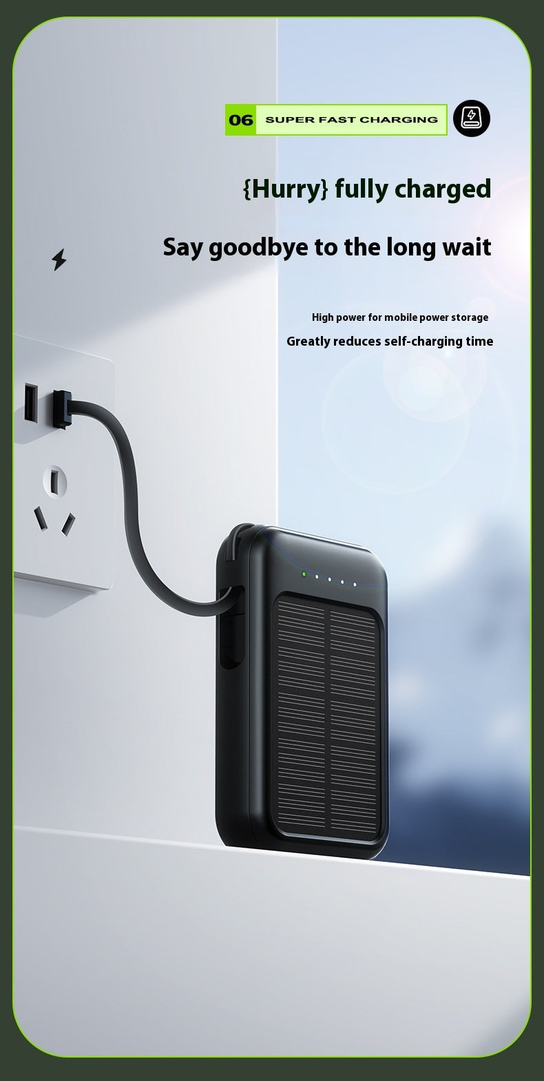 Unité de recharge solaire avec câble Camping Portable Grande Capacité Alimentation Mobile