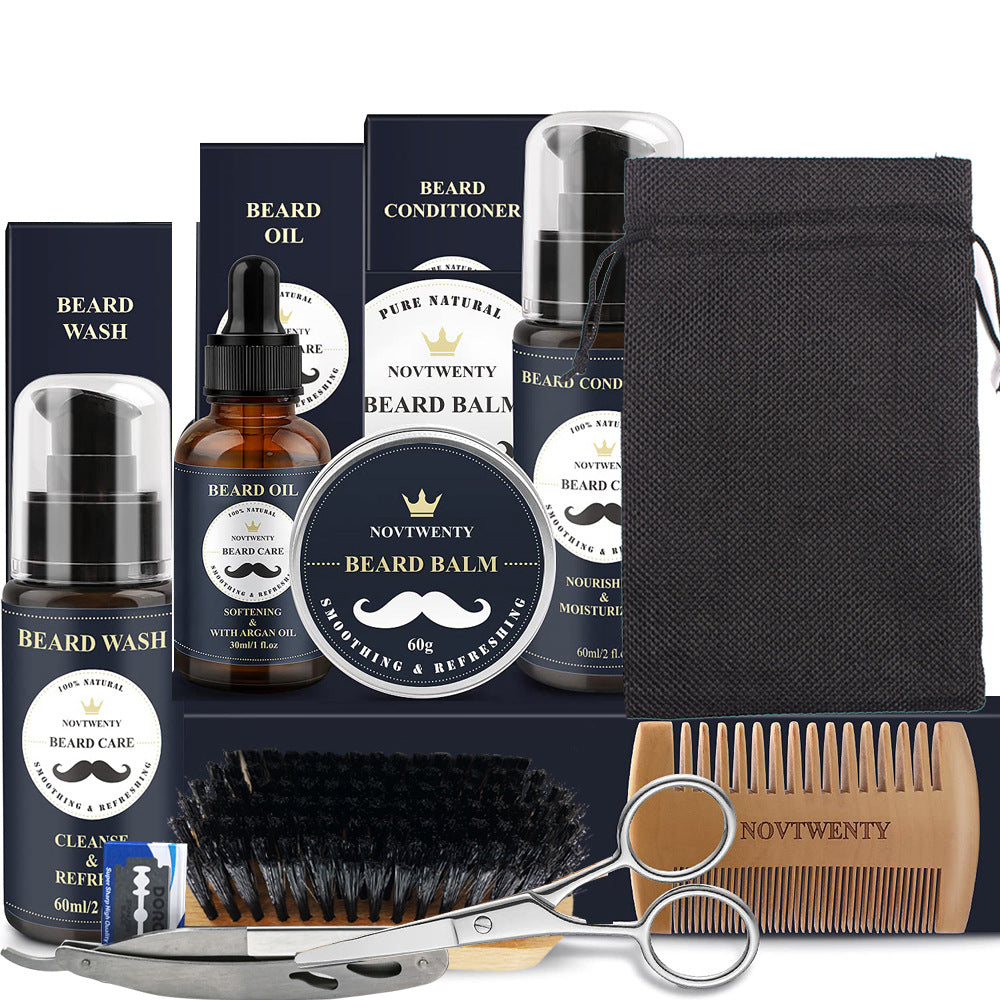 Ensemble de ciseaux de pogonotomie pour peigne balsam soin de la barbe à roulettes