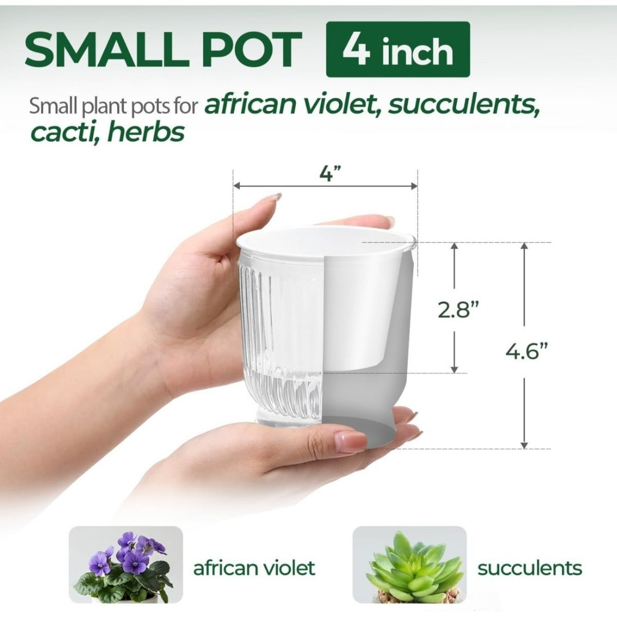 Pots de fleurs auto-abreuvement de 4 pièces