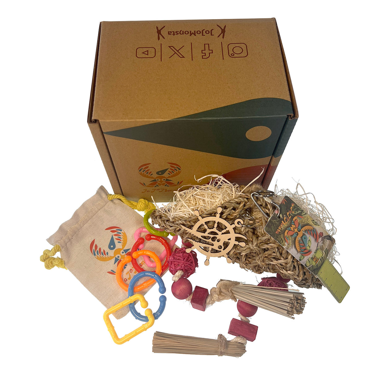 Parakeet Toys Adventure Series Pirate Hat Jouet d'oiseau fait main Jouet de perroquet pour l'alimentation