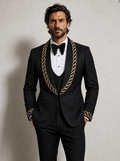 Cord en or de luxe embelli Col Châle Veste formelle Blazer