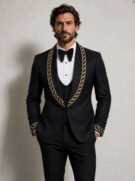 Cord en or de luxe embelli Col Châle Veste formelle Blazer