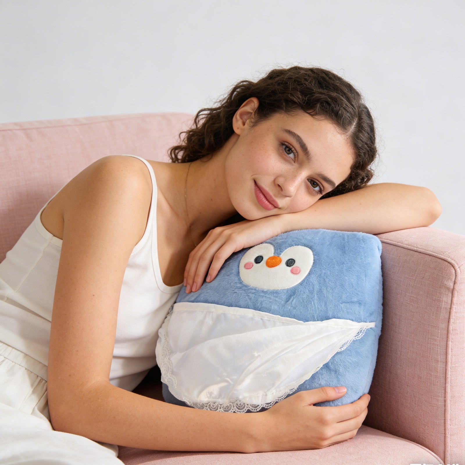Pingouin dos oreiller-bleu