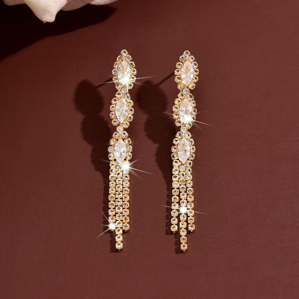 Boucles d'oreilles longues à la marquise CZ pour les femmes
