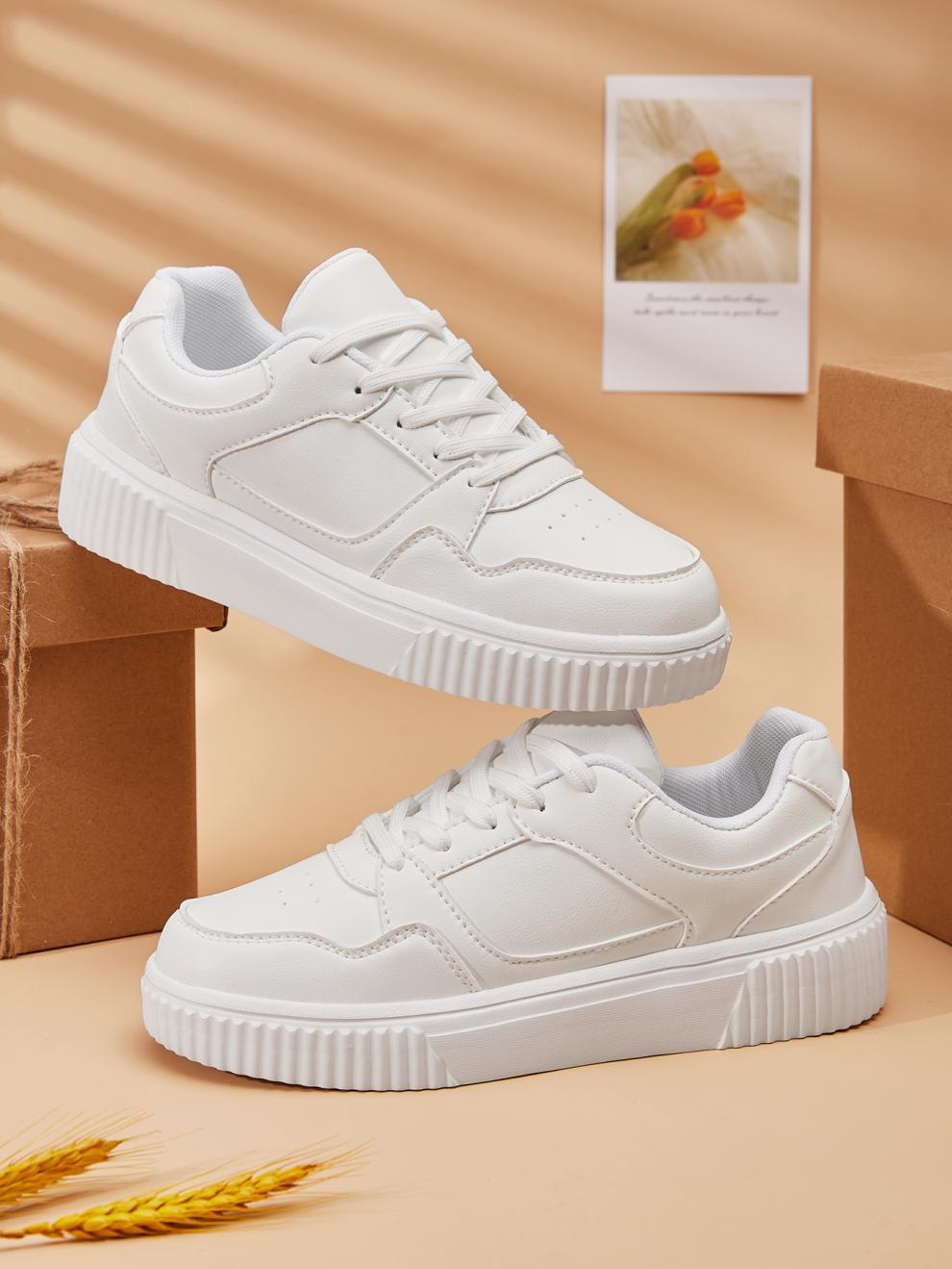 Sneakers polyvalents élégants, de couleur solide et décontractée
