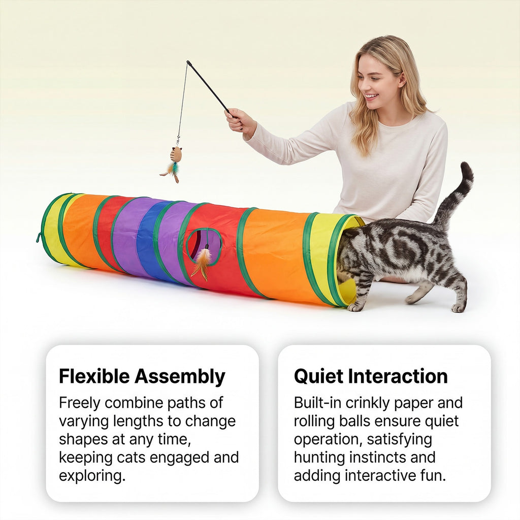 Jouet Cat Rainbow Tunnel Double-tête à travers léger pliage facile à récepteur Pet Accueil T