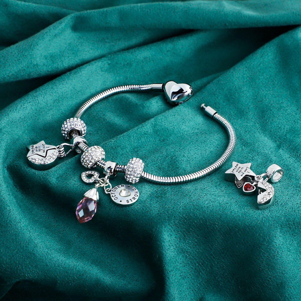 Bracelet multi brins Blush-pink de style européen et américain Couples Bracelet en cristal
