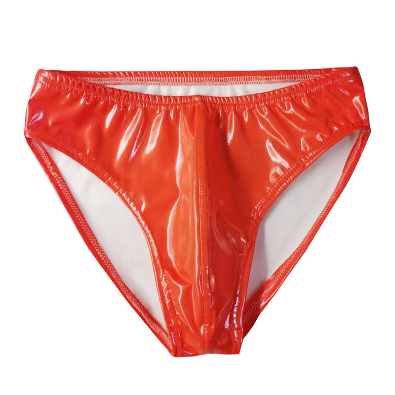 Sous-vêtements sexy en cuir anti-exposition PU brillant pour hommes