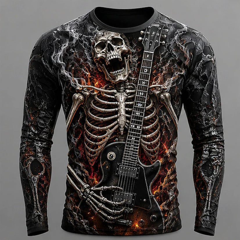 T-shirt imprimé homme manches longues avec un cou d'équipage