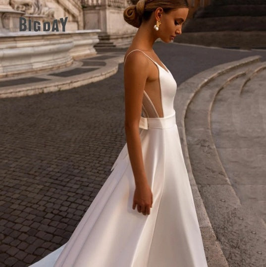 Robe de mariée simple de Strap Deep-V