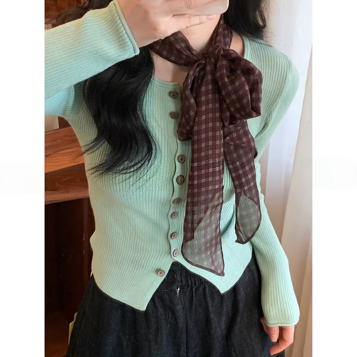 Women's Retro Print Silk Scarf