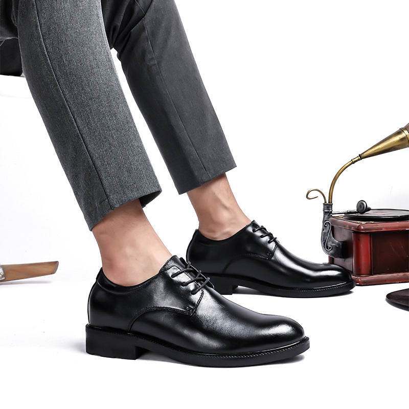 Chaussures en cuir homme avec une semelle intérieure de plus en plus haute cachée pour les affaires