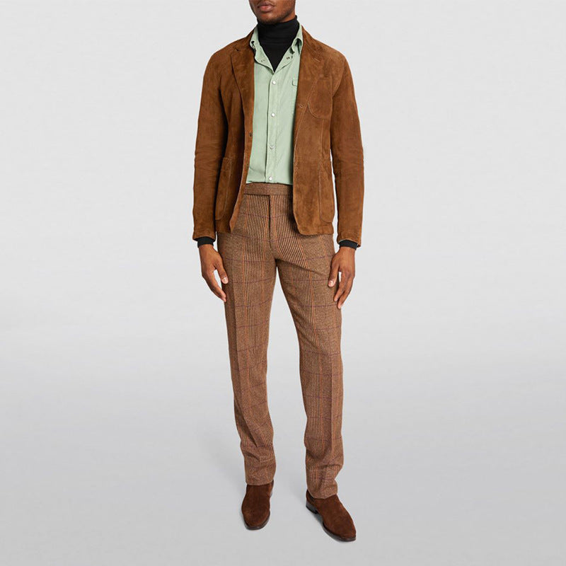 Veste de lapelle de couleur solide pour hommes d'automne