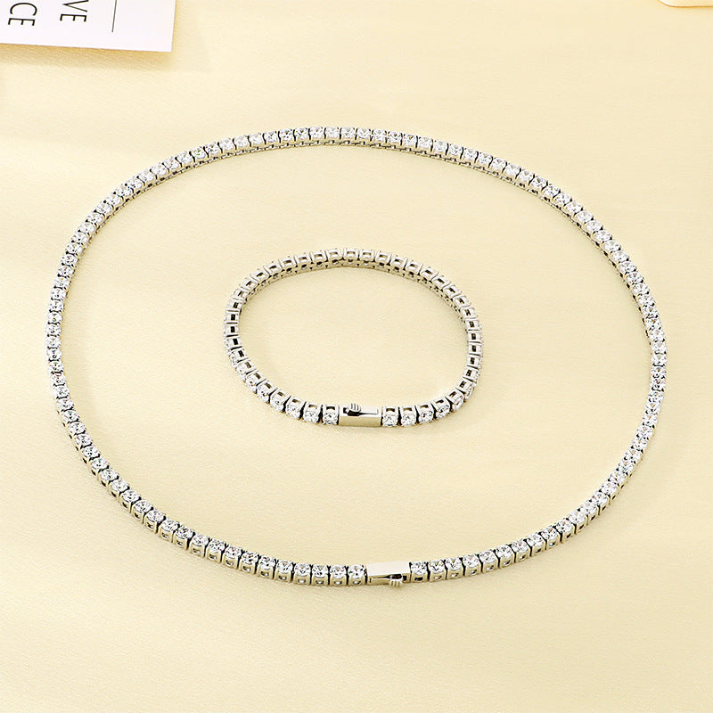 Chaîne de tennis en acier inoxydable sertie de diamants