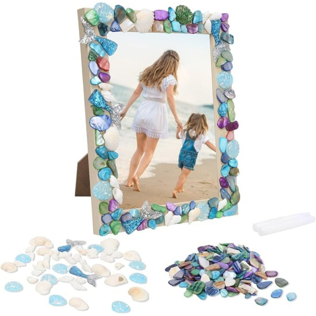 Mosaic Picture Frame Craft Kit Pour elle: En bois Photo Frame Mosaic Kits avec Shells et Fis