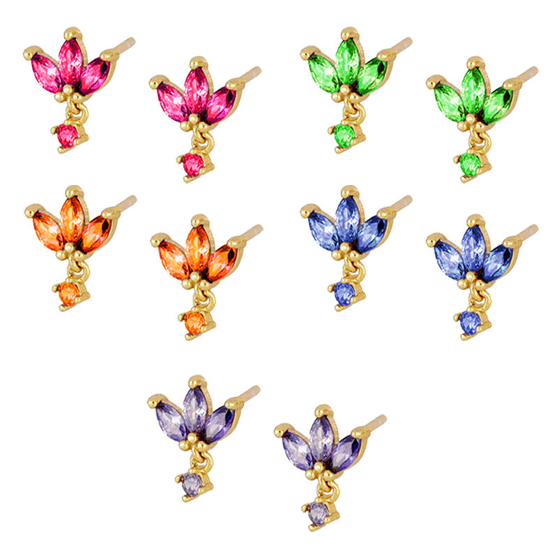 S925 Boucles d'oreilles à aiguille en argent avec conception de papillon de Zircon