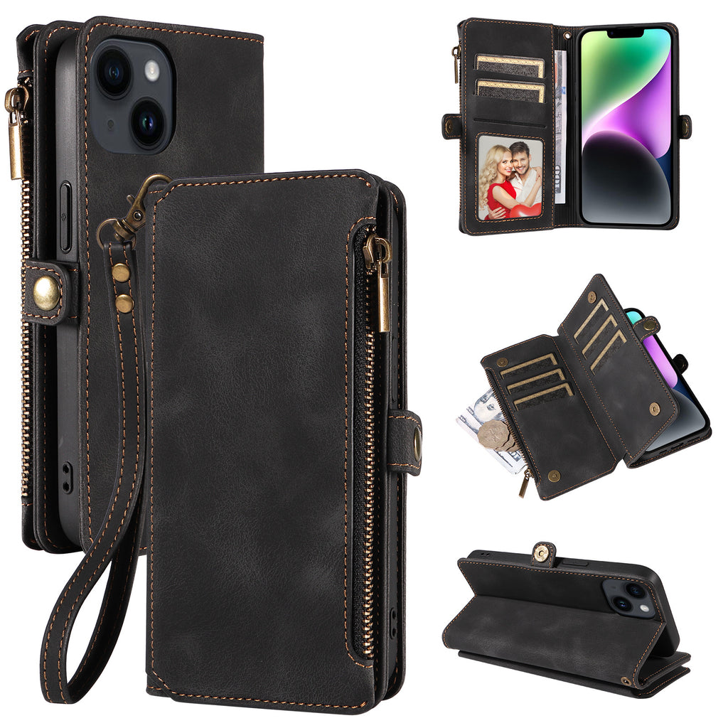 Étui de téléphone en cuir anti-chute