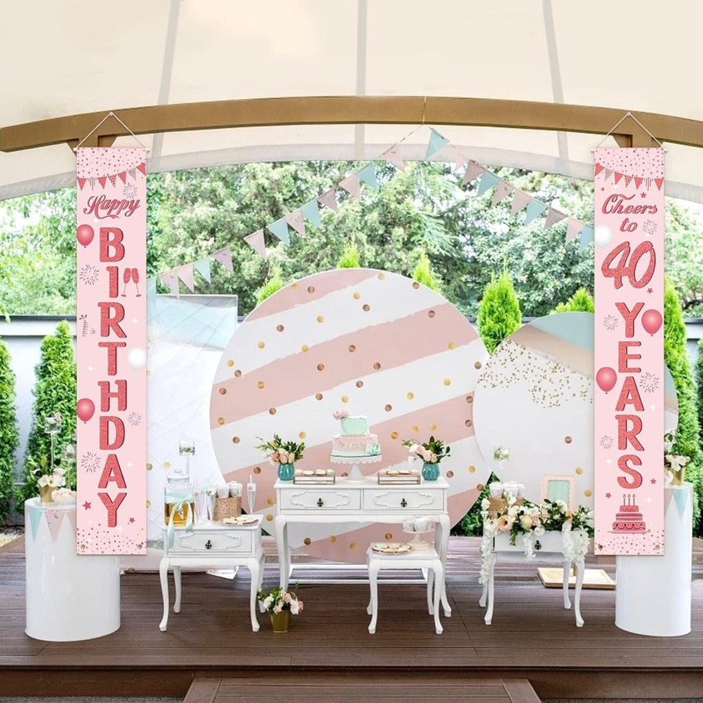 2 Joyeux anniversaire de 40 ans - Décorations d'anniversaire en or rose pour fêtes et célébrations