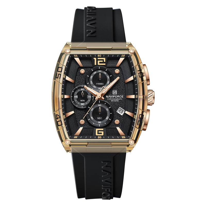 Montre Quartz pour hommes Bracelet en silicone en forme de barrique Montre sport résistant à l'eau