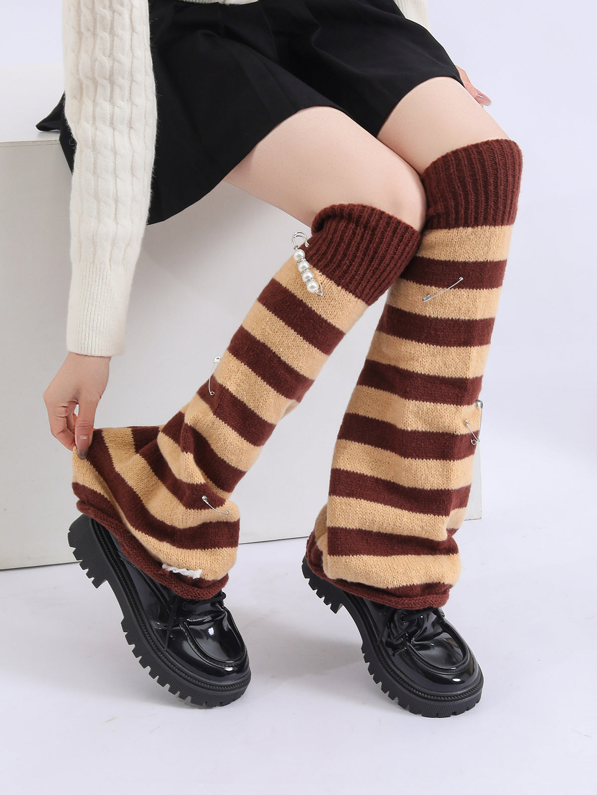Y2K Filles Filles Kawaii Harajuku Perle épingle décorée d'une écharpe dorée dorée Goth mignon Lo
