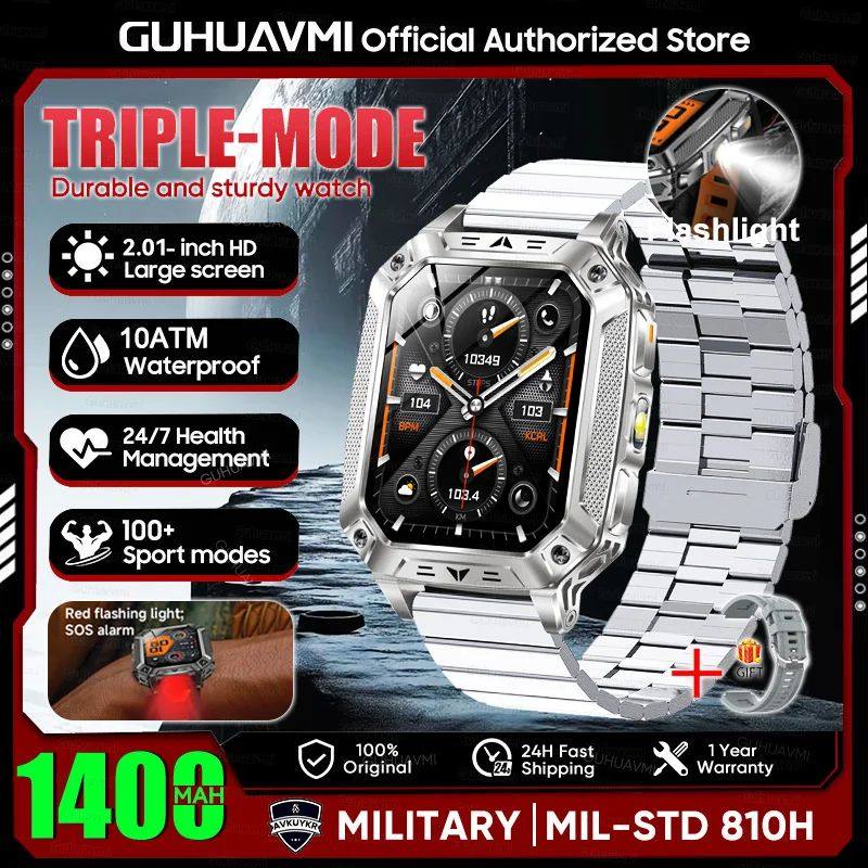 Batterie militaire 1400mAh montre intelligente avec lampe de poche LED