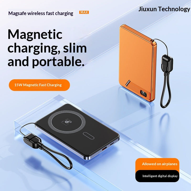 Banque d'alimentation de batterie externe en alliage d'aluminium magnétique ultra-mince