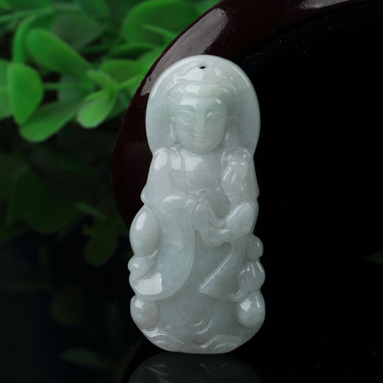 Jade Avalokitesvara Bouddha Pendentif Rien Carte Dragon Carte Paysage