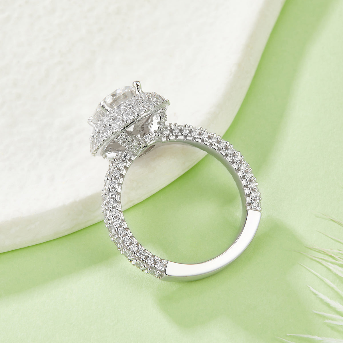 S925 Argent Sterling 2ct Anneau de Moissanite ovale