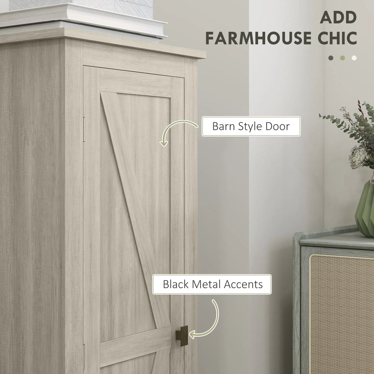 Armoire de rangement de cuisine de 48" avec porte d'étable