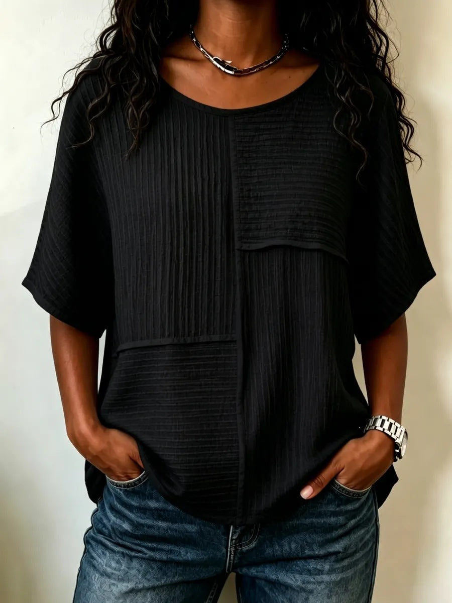 Femmes Casual Patchwork Haut à manches courtes