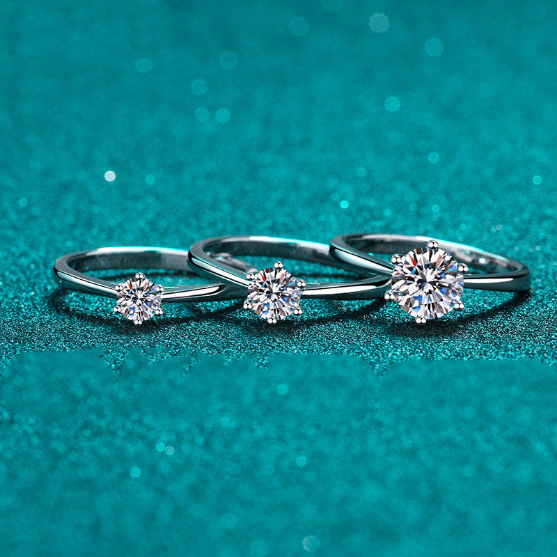 Moissanite 925 Anneau en argent sterling fille
