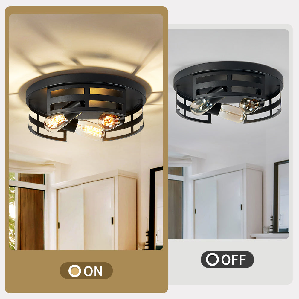 2-Light Black Flush Mount Ceiling Light