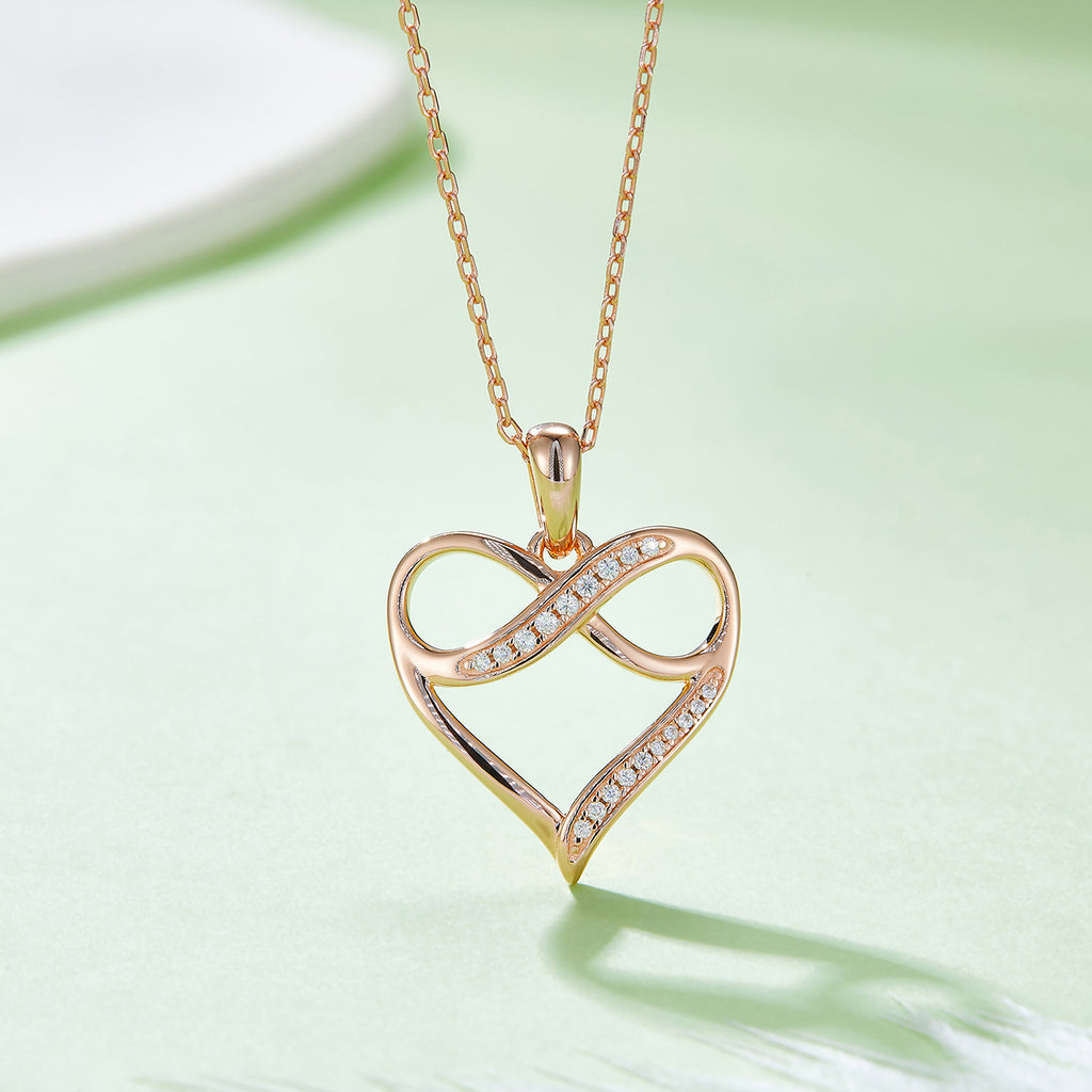 4g S925 Argent Sterling Moissanite Infinity Collier de coeur 45cm 19 pendentif en pierre avec GRA