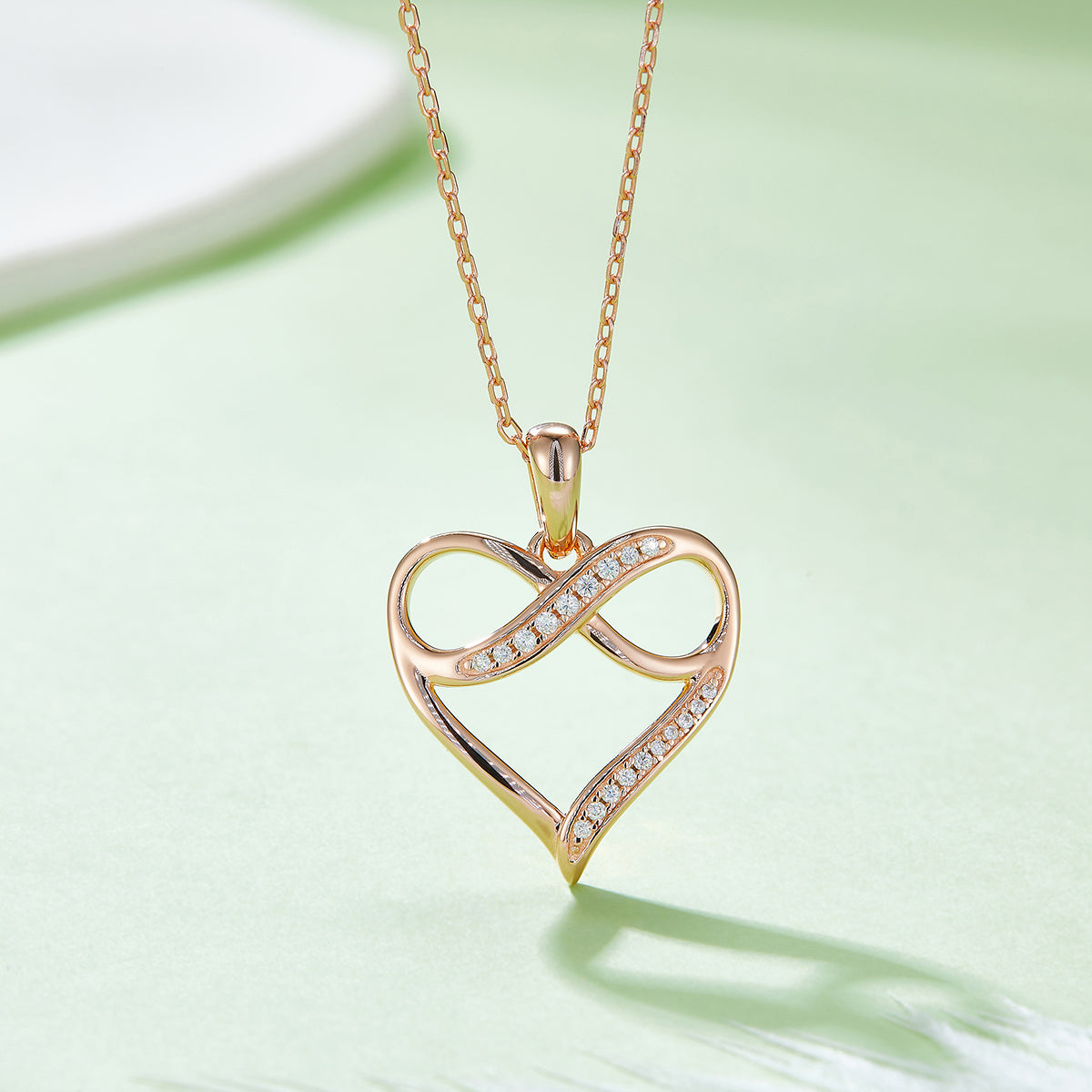 4g S925 Argent Sterling Moissanite Infinity Collier de coeur 45cm 19 pendentif en pierre avec GRA