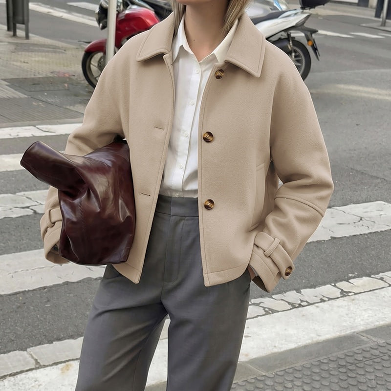 Manteau de laine coupée droite pour femmes
