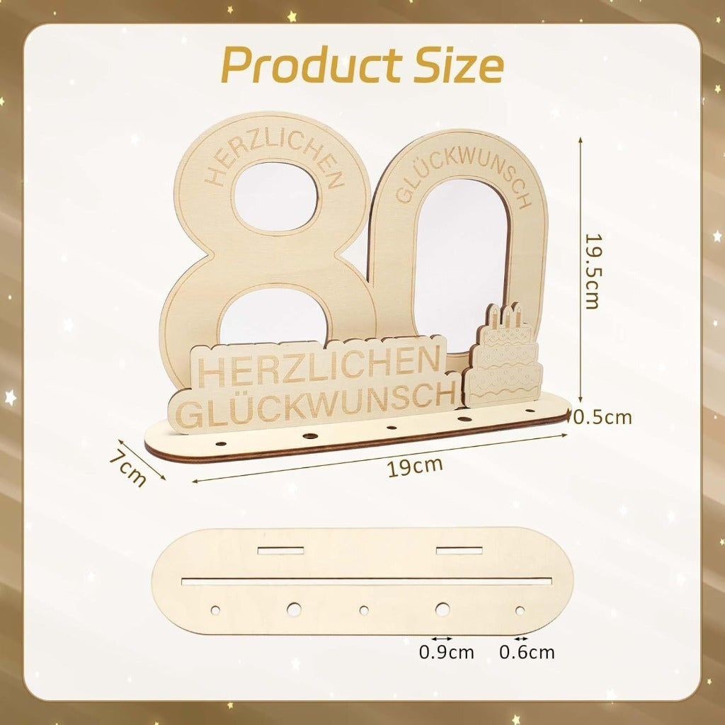 80e anniversaire Cadeau en espèces: bois numéro 80
