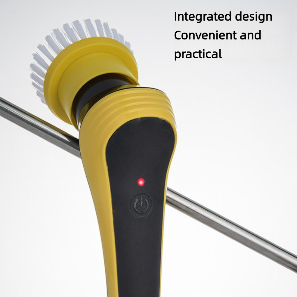 Scrubber de spin électrique jaune avec poignée télescopique