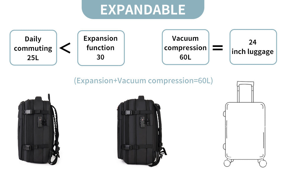 Sac à dos de compression de grande capacité avec charge USB pour les voyages courts Et Voyage