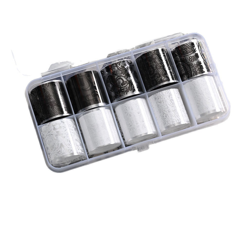 Black and White Lace-pattern Nail Art Transfer Foil