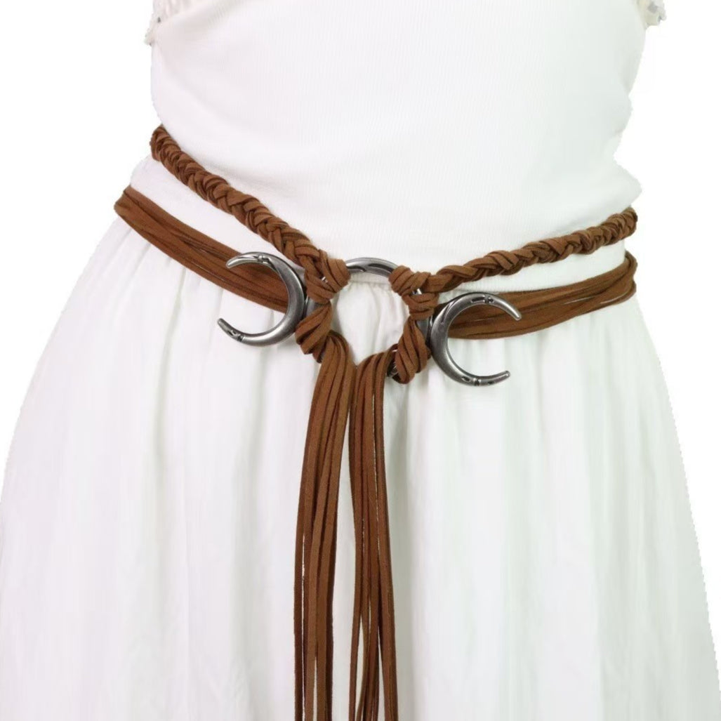 Ceinture tissée en métal de forme de serpent rétro pour femmes