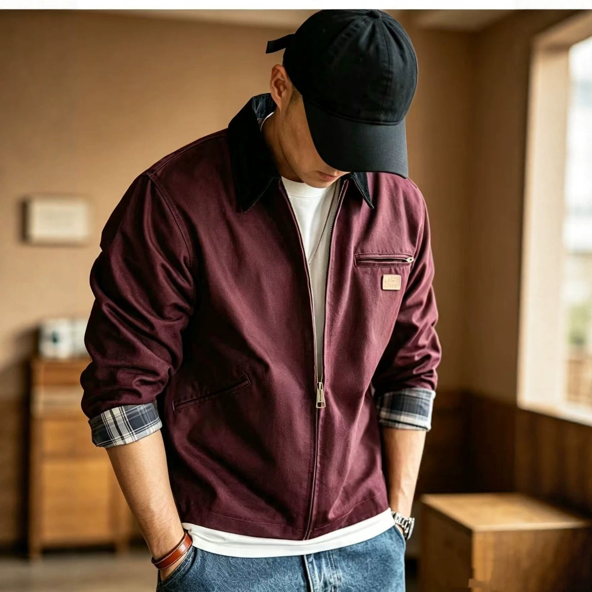 Veste de travail décontractée pour homme de style rétro