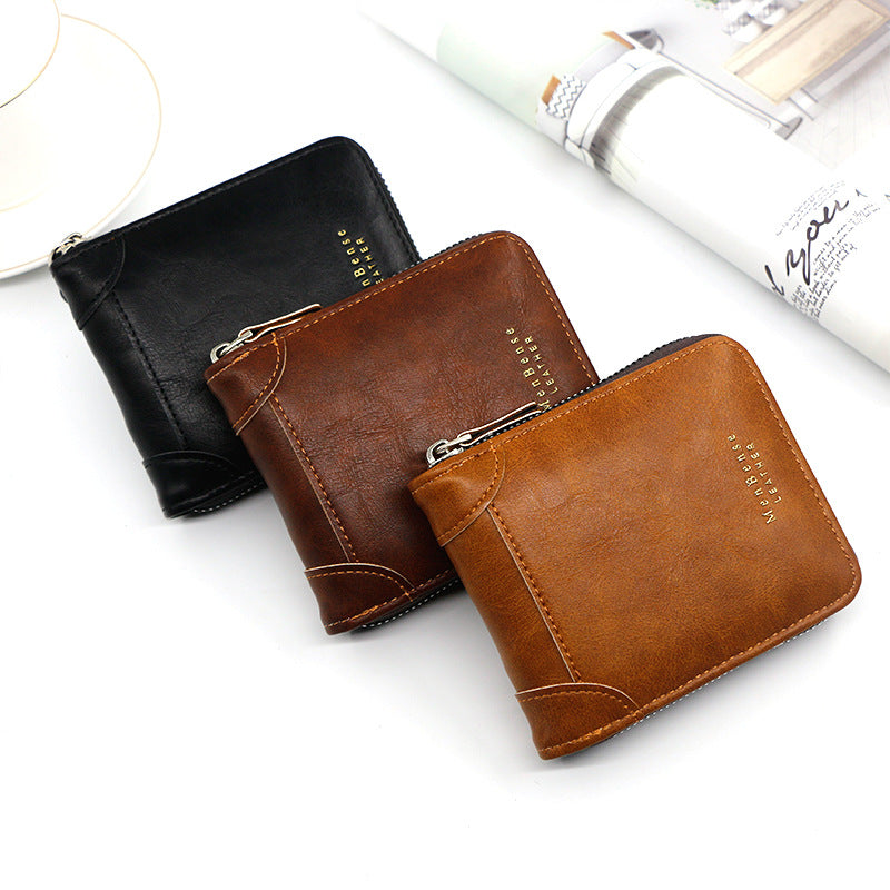 Portefeuille homme court Casual Zipper Pièce Purse