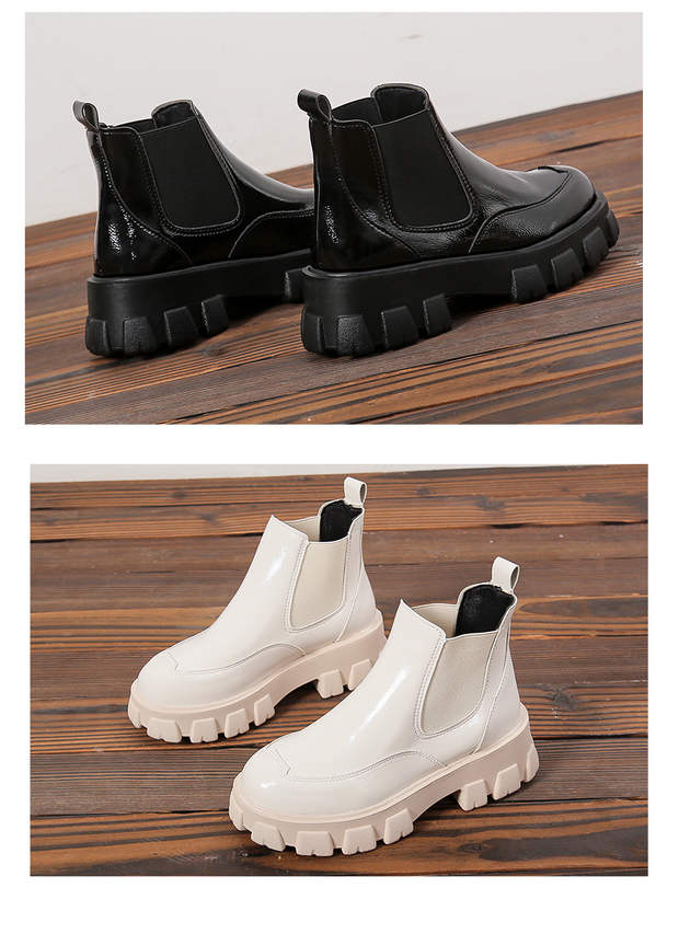 Bottes en cuir verni avec talon de haie