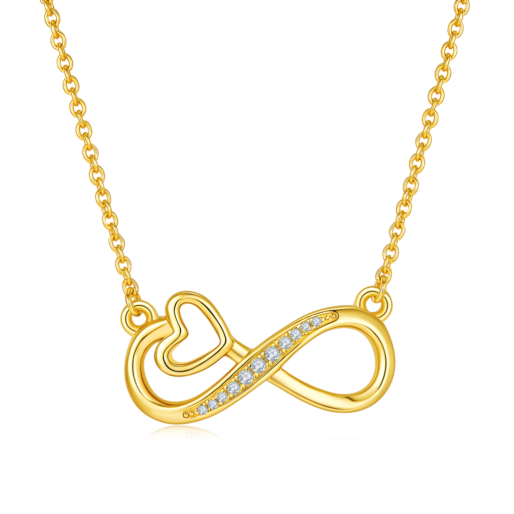 3.7g S925 Argent Sterling 11 Pierre Moissanite Infinity Collier Coeur 45cm Platine plaqué