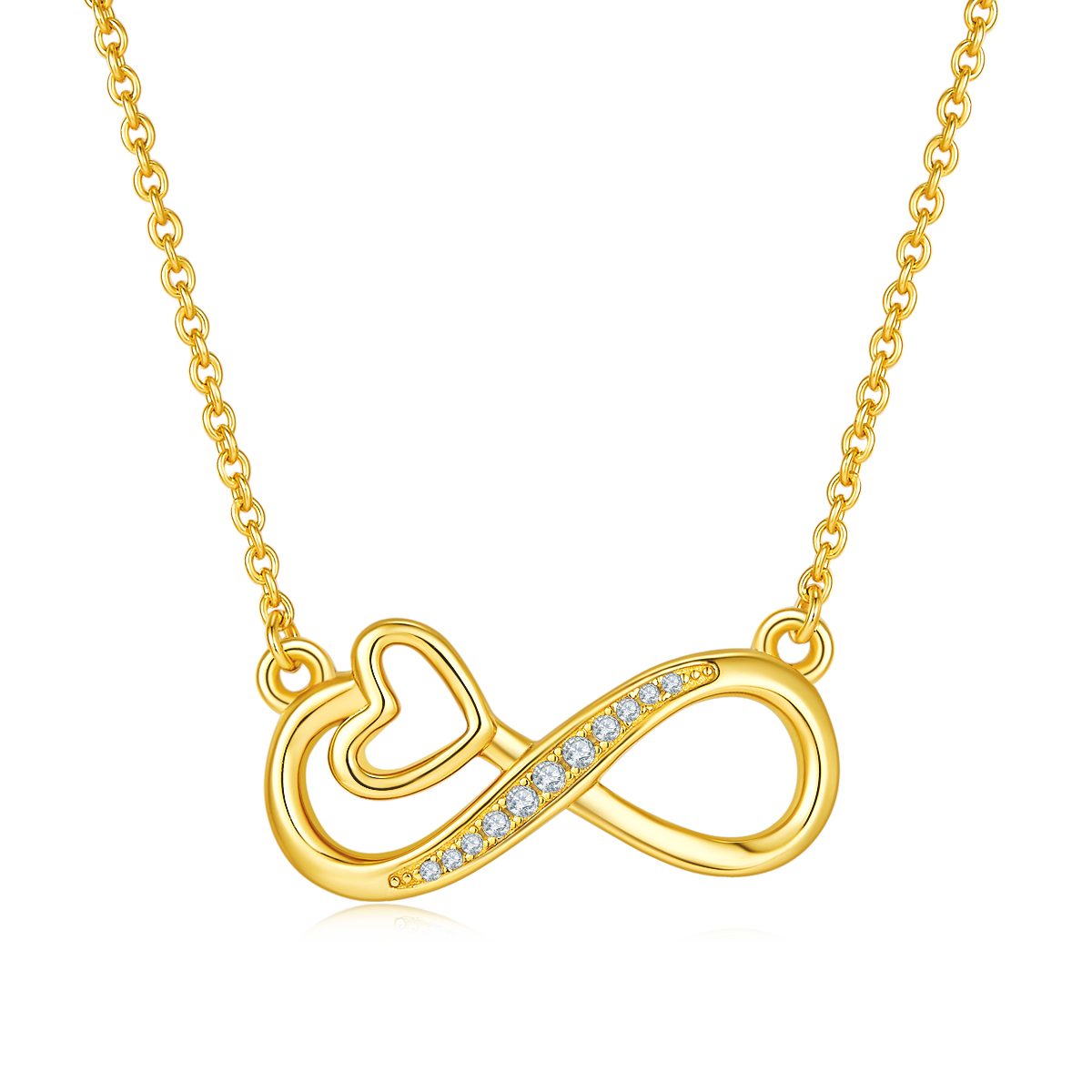 3.7g S925 Argent Sterling 11 Pierre Moissanite Infinity Collier Coeur 45cm Platine plaqué